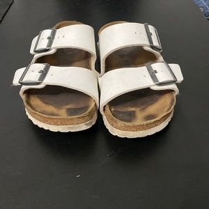 Used white leather Birkenstocks
